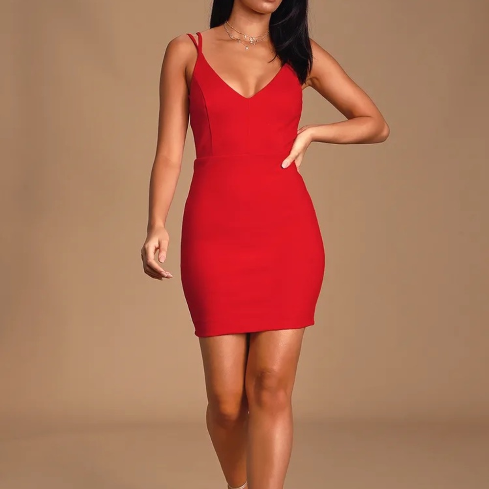 Red Backless Bodycon Mini Dress